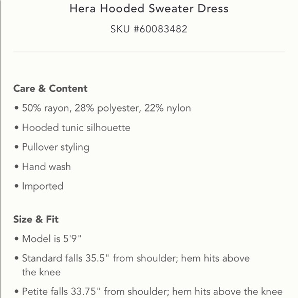 Anthropologie | HERA HOODED SWEATER DRESS | Sz XS - Picture 7 of 7